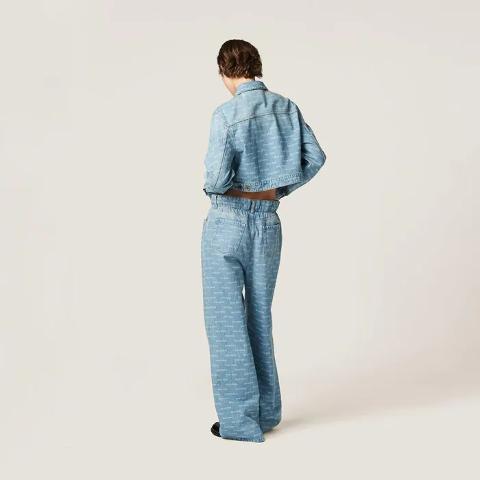 Women Denim Miu Miu Denim Blouson Jacket Sapphire Blue Women Denim Miu Miu Denim Blouson Jacket Sapphire Blue