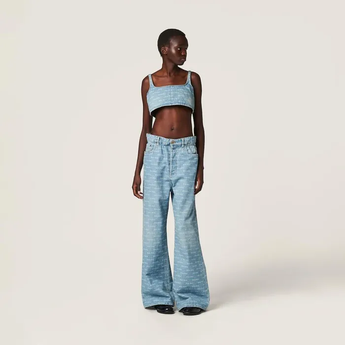 Women Denim Miu Miu Denim Top Sapphire Blue Women Denim Miu Miu Denim Top Sapphire Blue