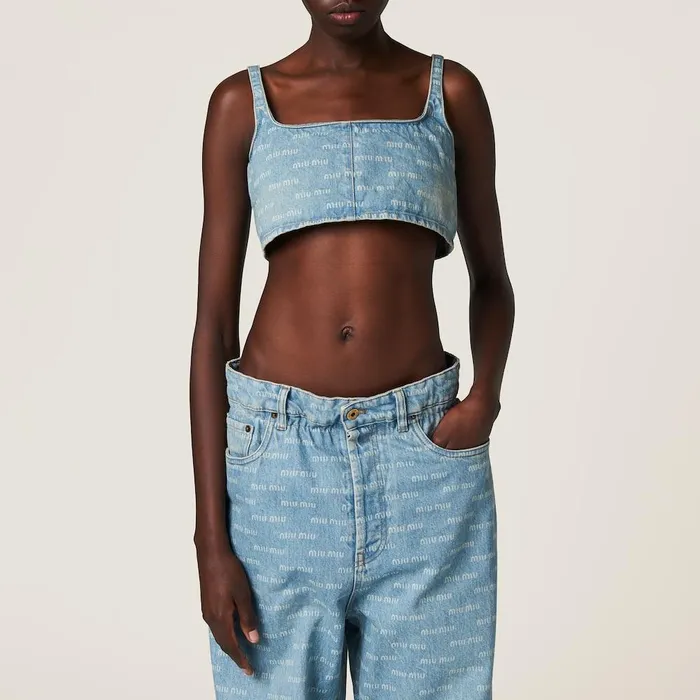 Women Denim Miu Miu Denim Top Sapphire Blue Women Denim Miu Miu Denim Top Sapphire Blue