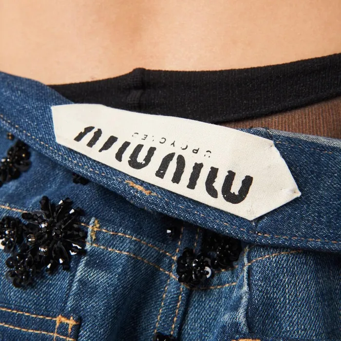 Women Denim Miu Miu Embellished Denim Shorts Navy Women Denim Miu Miu Embellished Denim Shorts Navy