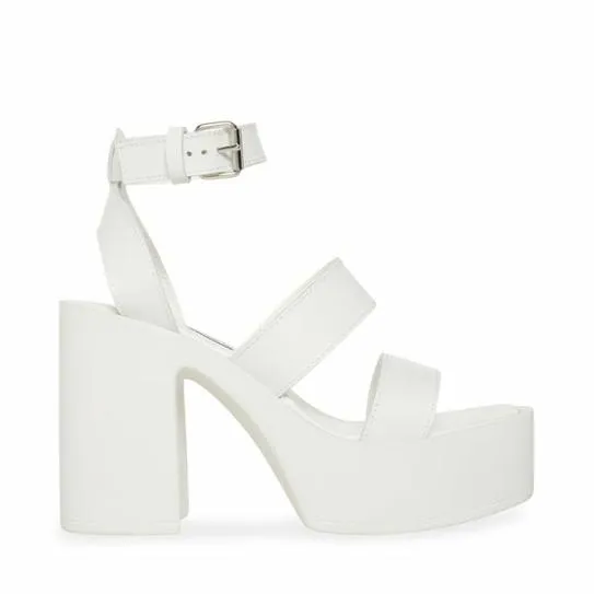 Women DORA WHITE LEATHER White Leather Steve Madden Heels