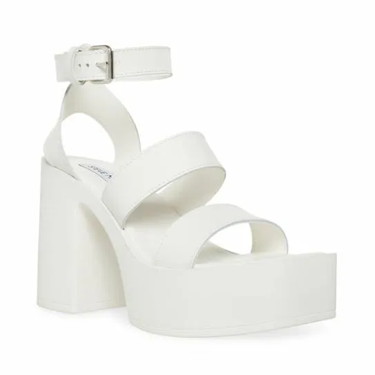 Women DORA WHITE LEATHER White Leather Steve Madden Heels Women DORA WHITE LEATHER White Leather Steve Madden Heels