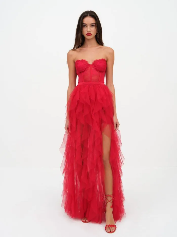 Women Dresses For Love and Lemons Bustier Gown Red Women Dresses For Love and Lemons Bustier Gown Red