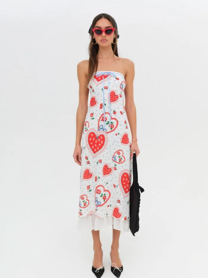 Women Dresses For Love and Lemons Daisy Mae Strapless Midi Dress White