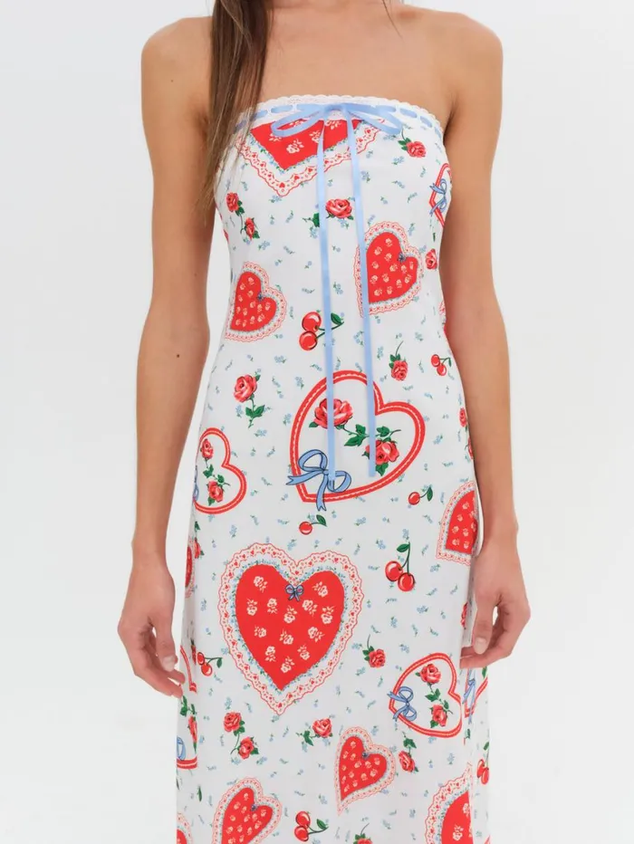 Women Dresses For Love and Lemons Daisy Mae Strapless Midi Dress White Women Dresses For Love and Lemons Daisy Mae Strapless Midi Dress White