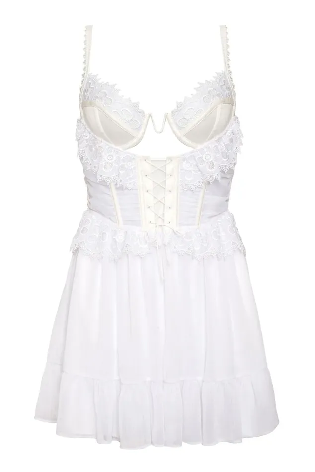 Women Dresses For Love and Lemons Farmhouse Floral Slip Dress White Women Dresses For Love and Lemons Farmhouse Floral Slip Dress White