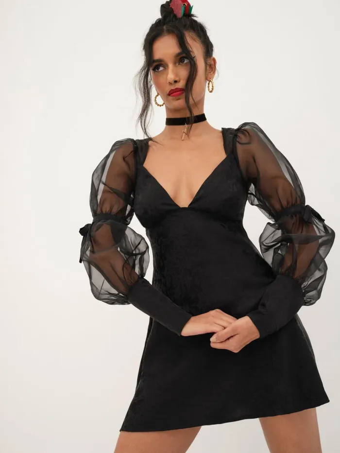 Women Dresses For Love and Lemons Gabrielle Puff Sleeve Mini Dress Black