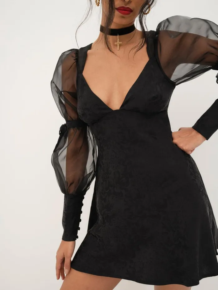 Women Dresses For Love and Lemons Gabrielle Puff Sleeve Mini Dress Black Women Dresses For Love and Lemons Gabrielle Puff Sleeve Mini Dress Black