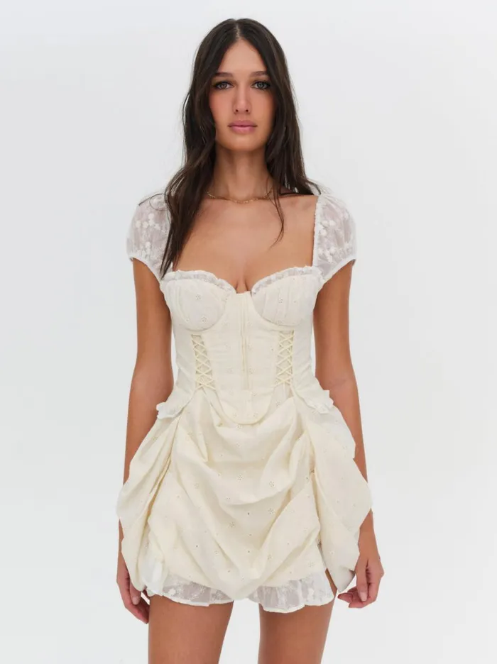 Women Dresses For Love and Lemons Morgan Mini Dress Beige