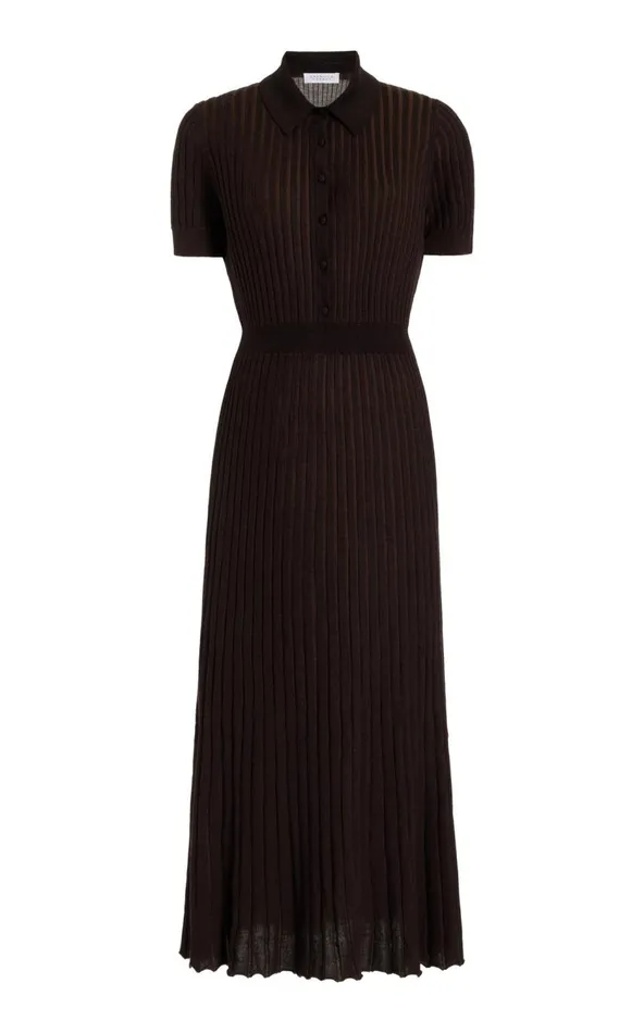 Women Dresses Gabriela Hearst Amor Knit Dress In Chocolate Cashmere Silk