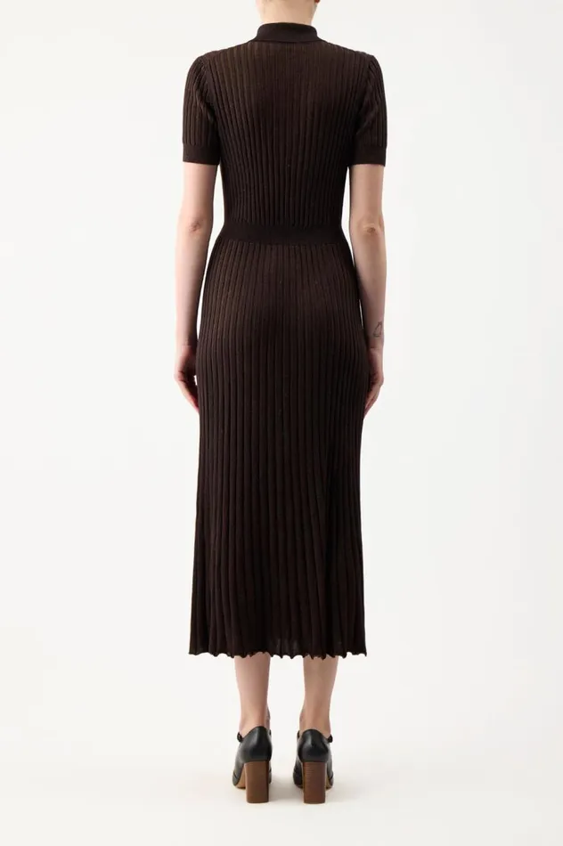 Women Dresses Gabriela Hearst Amor Knit Dress In Chocolate Cashmere Silk