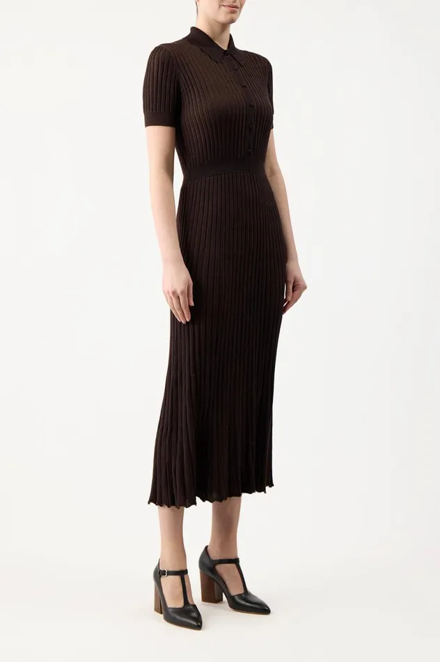 Women Dresses Gabriela Hearst Amor Knit Dress In Chocolate Cashmere Silk