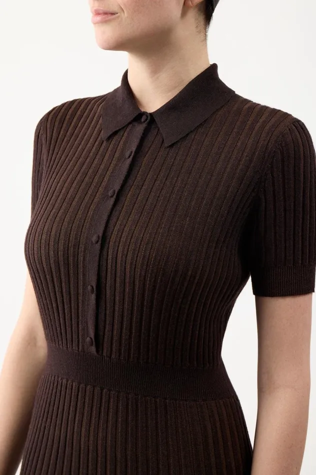 Women Dresses Gabriela Hearst Amor Knit Dress In Chocolate Cashmere Silk