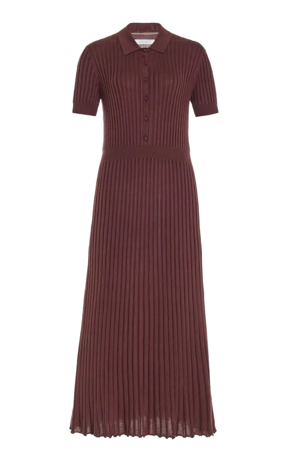 Women Dresses Gabriela Hearst Amor Knit Dress In Deep Bordeaux Cashmere Silk