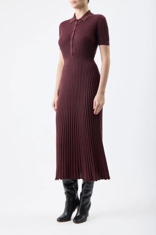 Women Dresses Gabriela Hearst Amor Knit Dress In Deep Bordeaux Cashmere Silk