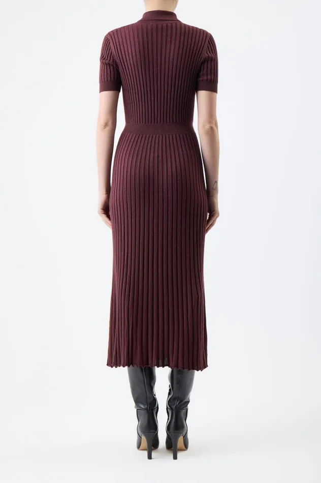Women Dresses Gabriela Hearst Amor Knit Dress In Deep Bordeaux Cashmere Silk