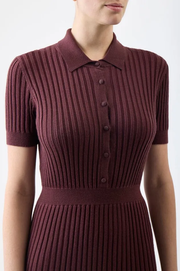 Women Dresses Gabriela Hearst Amor Knit Dress In Deep Bordeaux Cashmere Silk