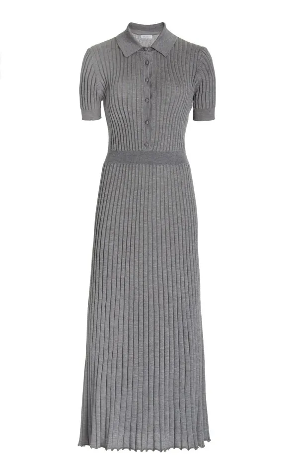 Women Dresses Gabriela Hearst Amor Knit Dress In Heather Grey Cashmere Silk