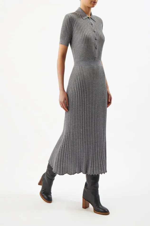 Women Dresses Gabriela Hearst Amor Knit Dress In Heather Grey Cashmere Silk