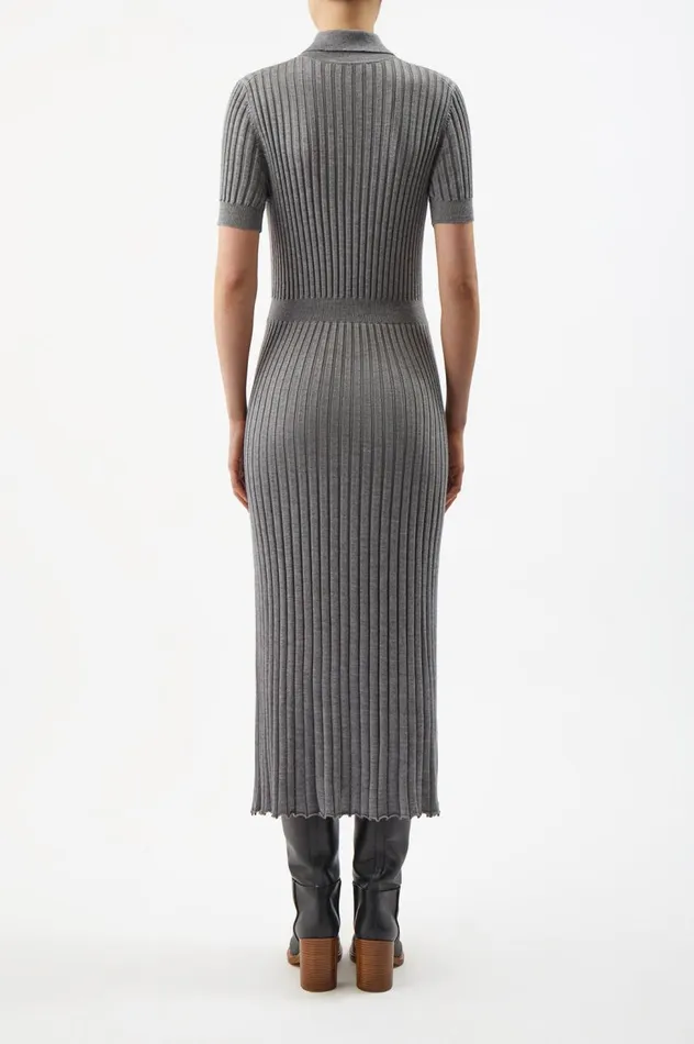 Women Dresses Gabriela Hearst Amor Knit Dress In Heather Grey Cashmere Silk