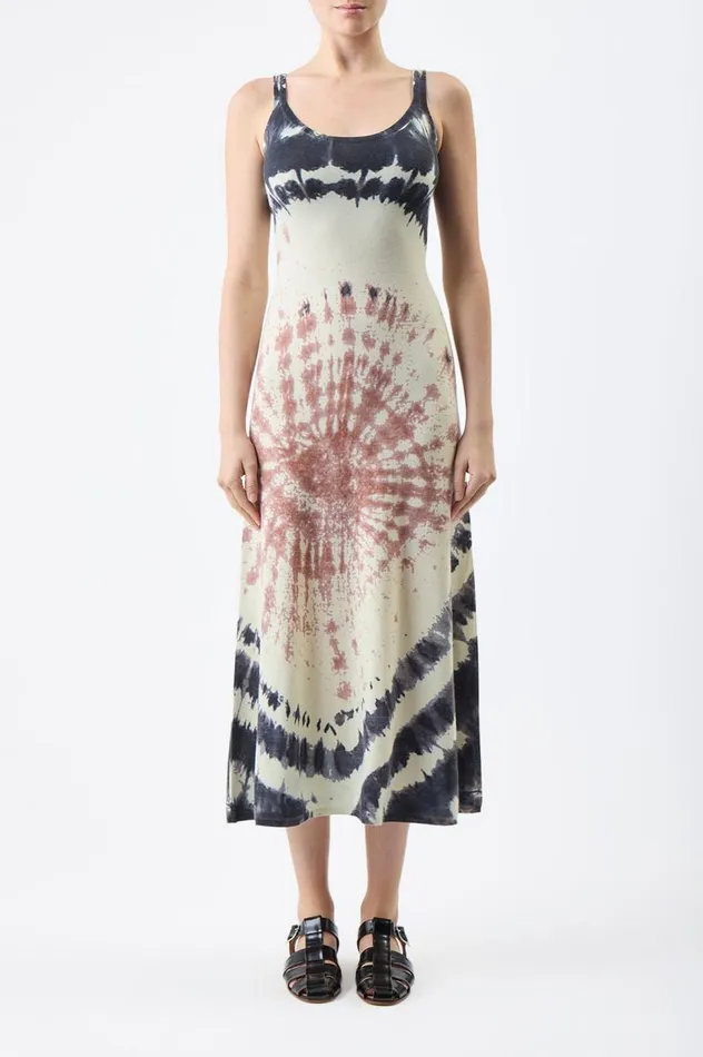 Women Dresses Gabriela Hearst Beca Knit Dress In Deep Bordeaux Multi Tie Dye Cashmere