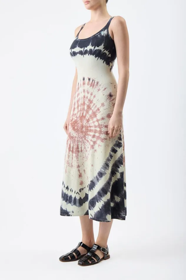 Women Dresses Gabriela Hearst Beca Knit Dress In Deep Bordeaux Multi Tie Dye Cashmere