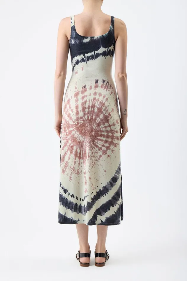 Women Dresses Gabriela Hearst Beca Knit Dress In Deep Bordeaux Multi Tie Dye Cashmere