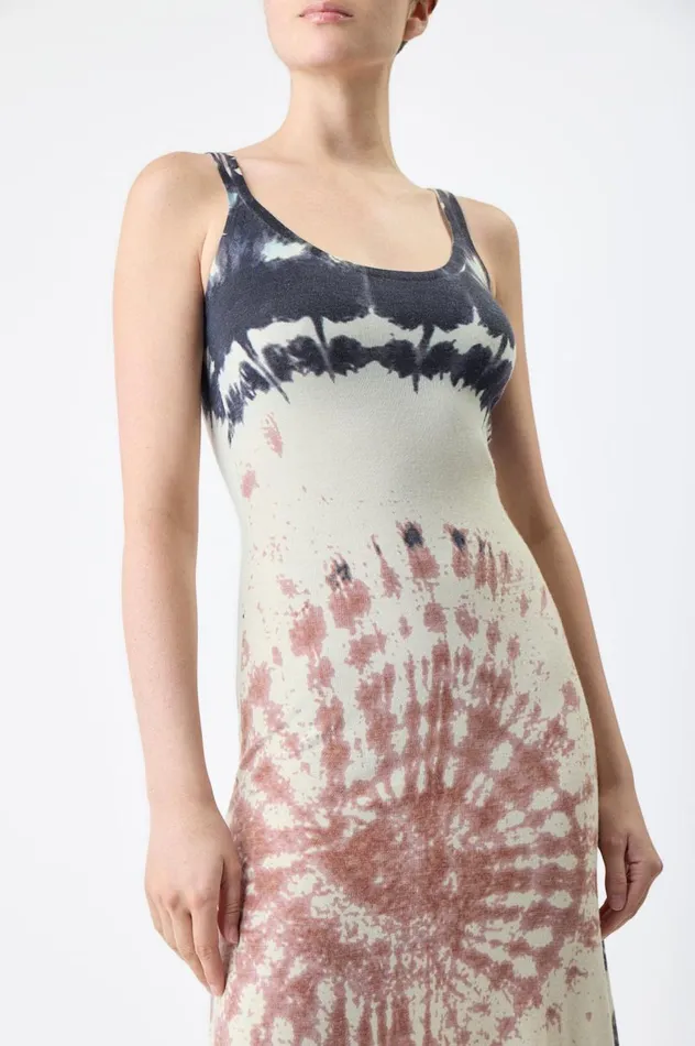 Women Dresses Gabriela Hearst Beca Knit Dress In Deep Bordeaux Multi Tie Dye Cashmere