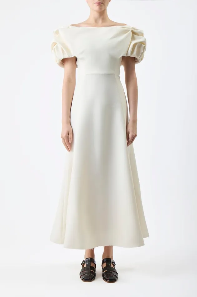 Women Dresses Gabriela Hearst Gwyneth Dress In Ivory Silk Wool Cady