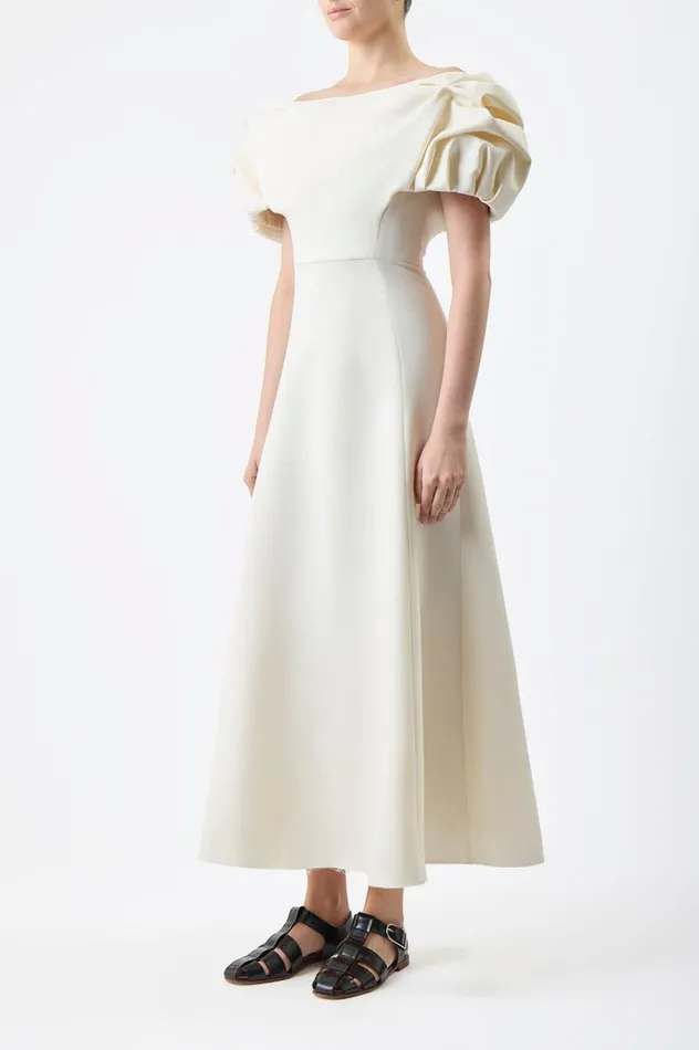 Women Dresses Gabriela Hearst Gwyneth Dress In Ivory Silk Wool Cady