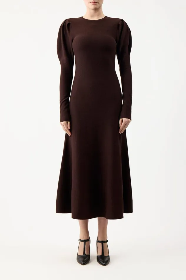 Women Dresses Gabriela Hearst Hannah Knit Dress In Chocolate Merino Wool Cashmere
