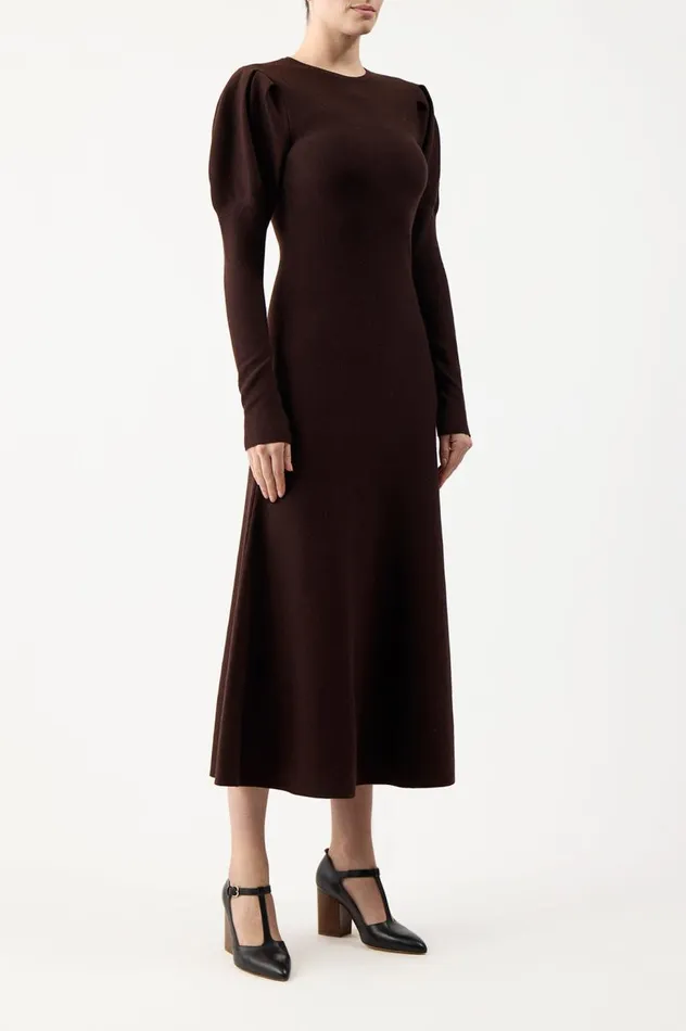 Women Dresses Gabriela Hearst Hannah Knit Dress In Chocolate Merino Wool Cashmere