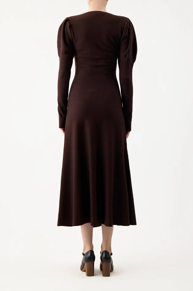 Women Dresses Gabriela Hearst Hannah Knit Dress In Chocolate Merino Wool Cashmere
