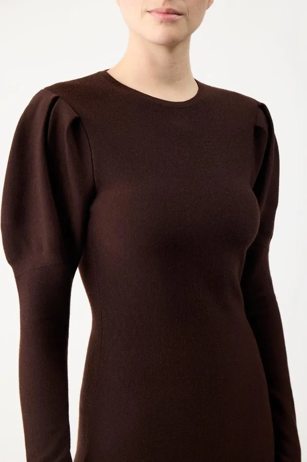 Women Dresses Gabriela Hearst Hannah Knit Dress In Chocolate Merino Wool Cashmere
