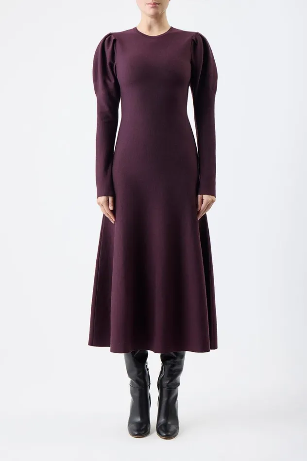 Women Dresses Gabriela Hearst Hannah Knit Dress In Deep Bordeaux Merino Wool Cashmere