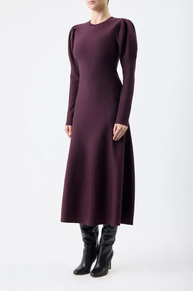Women Dresses Gabriela Hearst Hannah Knit Dress In Deep Bordeaux Merino Wool Cashmere