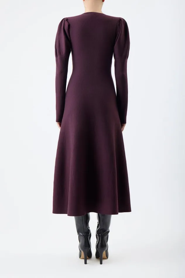 Women Dresses Gabriela Hearst Hannah Knit Dress In Deep Bordeaux Merino Wool Cashmere