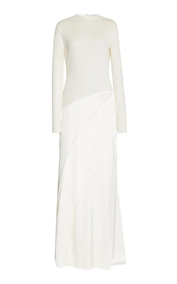 Women Dresses Gabriela Hearst Ismay Pleated Dress In Ivory Silk Satin
