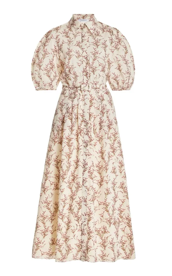 Women Dresses Gabriela Hearst Maude Pleated Shirtdress In Ivory Multi Wool