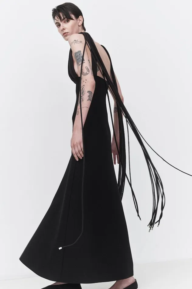 Women Dresses Gabriela Hearst Renato Fringe Dress In Black Merino Wool