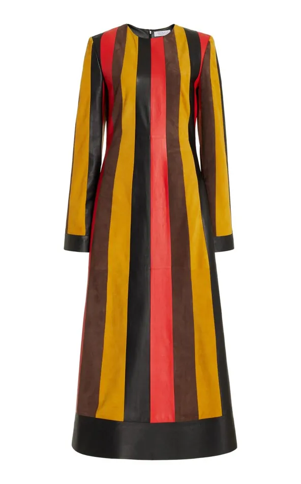 Women Dresses Gabriela Hearst Taylor Dress In Multi Striped Leather and Suede
