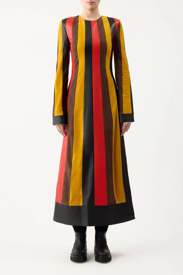 Women Dresses Gabriela Hearst Taylor Dress In Multi Striped Leather and Suede