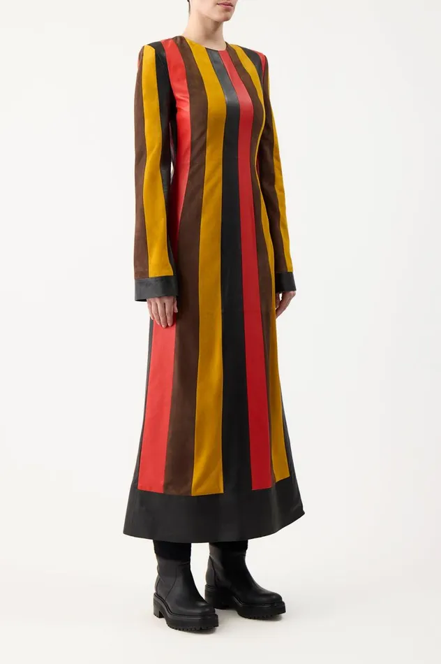 Women Dresses Gabriela Hearst Taylor Dress In Multi Striped Leather and Suede