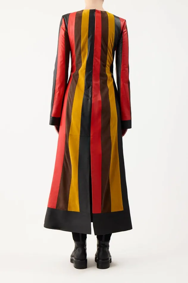 Women Dresses Gabriela Hearst Taylor Dress In Multi Striped Leather and Suede