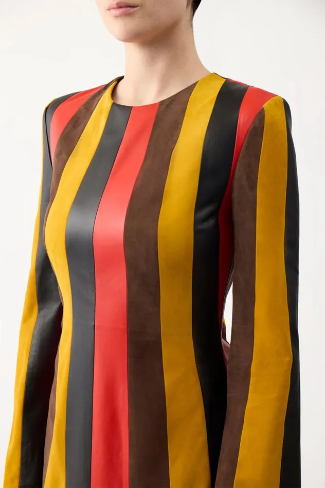 Women Dresses Gabriela Hearst Taylor Dress In Multi Striped Leather and Suede
