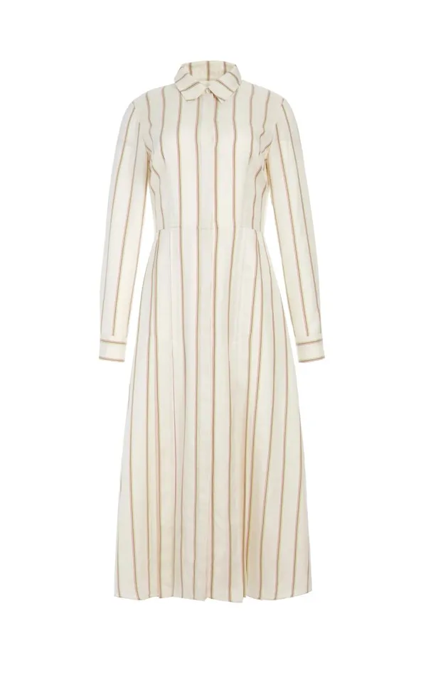 Women Dresses Gabriela Hearst Vanessa Shirtdress In Ivory Multi Stripe Wool Silk