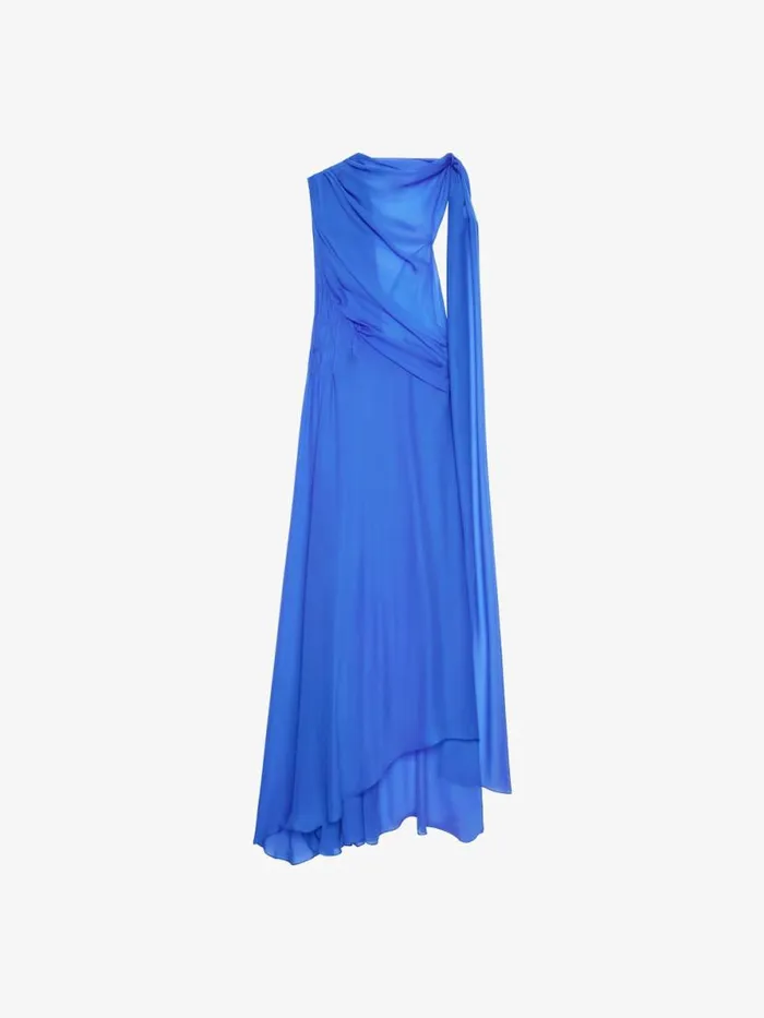 Women Dresses Givenchy Draped Dress In Satin With Lavallire Iris Purple