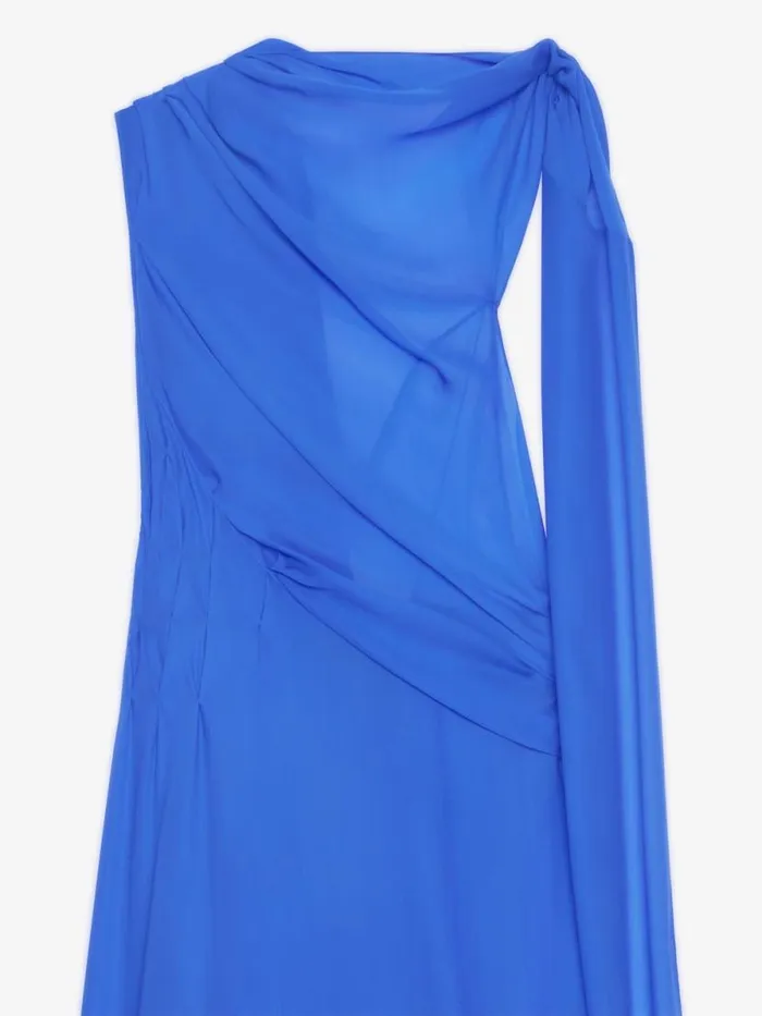 Women Dresses Givenchy Draped Dress In Satin With Lavallire Iris Purple