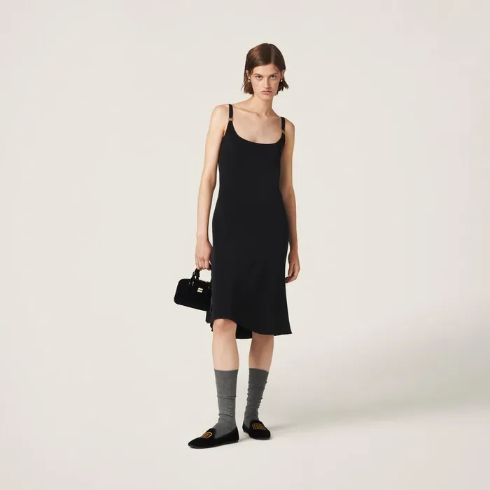 Women Dresses Miu Miu Cady Dress Black Women Dresses Miu Miu Cady Dress Black