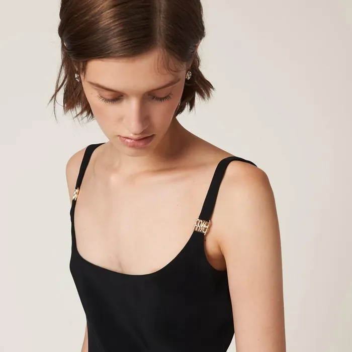 Women Dresses Miu Miu Cady Dress Black Women Dresses Miu Miu Cady Dress Black